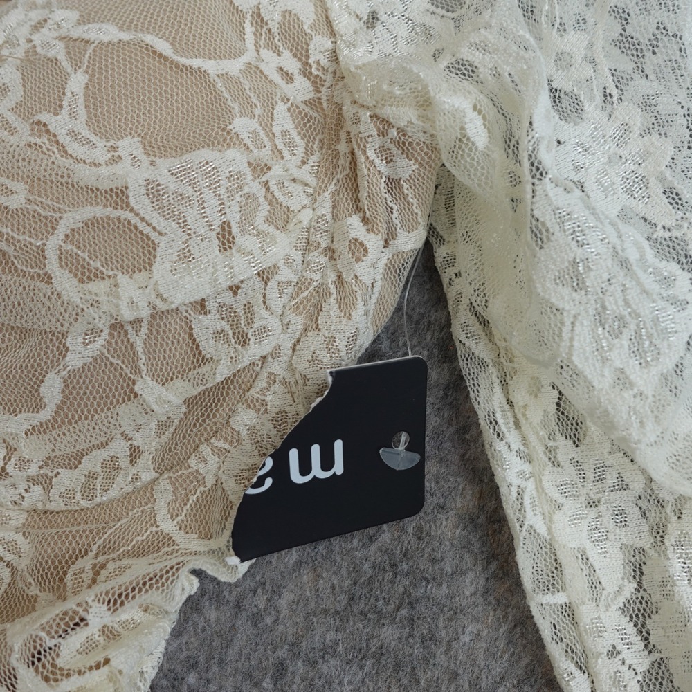 Romantic Sheer Lace Bustier Corset Top M Cream Floral Coquette Victorian Fairy - Picture 6 of 9
